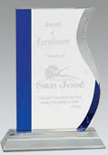 glass award blue etched